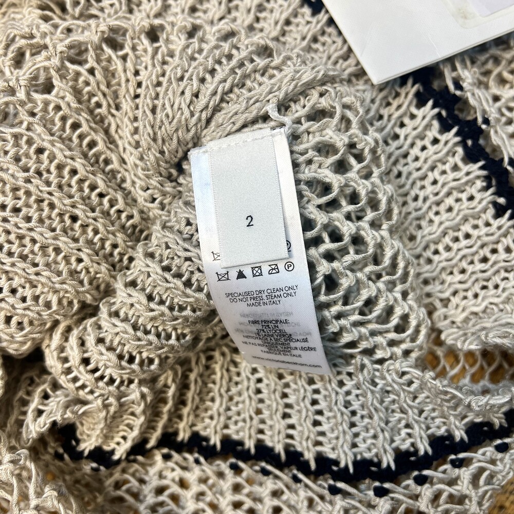 NWT Victoria Beckham Crochet Knit Midi Skirt Mesh Silver Beige Size 2 US 6 S / M - Picture 4 of 8